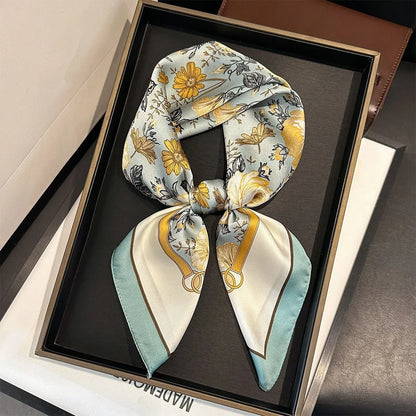 2025 New Paisley Print Silk Scarf for Women Square Hijab Soft Neck Tie Female Fashion Decoration Silk Headscarf 70*70cm Kerchief