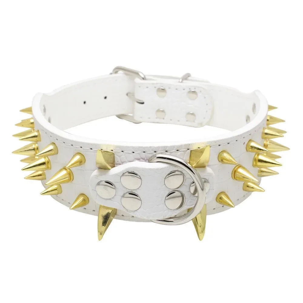 Cool Spikes Studded Dog Collar 2" Wide PU Leather Large Dogs Collars Pitbull German Shepherd Big Dogs Collars Pet Supplies XS-L