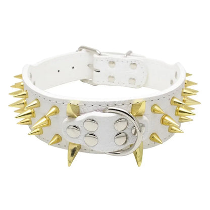 Cool Spikes Studded Dog Collar 2" Wide PU Leather Large Dogs Collars Pitbull German Shepherd Big Dogs Collars Pet Supplies XS-L