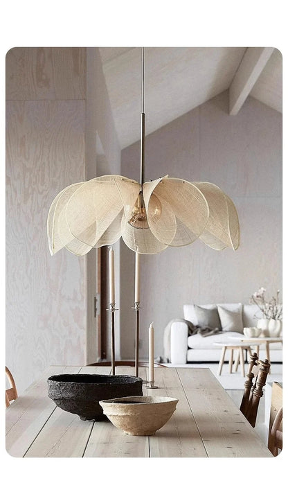 Japanese Wabi Sabi Flower Chandelier French Fabric Modern Ceiling Pendant Lights Living Bedroom Home Decor Lighting Hanging Lamp