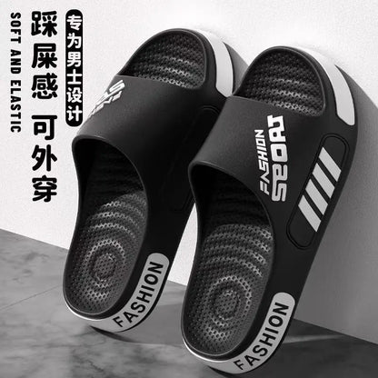 Big Size 48-49 Men Slippers Summer Flat Sole Home Slippers For Women Man Open Toe Trend Slides Couple Light Beach Shoes Sandals