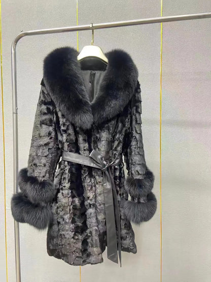 Winter Mink Fur Coat 2026 with Versatile Fox Fur Collar Light Luxury Slimming Fashionable Ladies' Style for Elegant Temperament