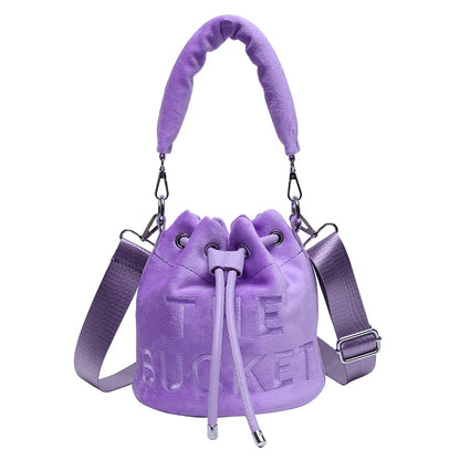 New Fashion Women's Bucket Bag Trend Brand Personality Plush Shoulder Bag High-end Elegant Crossbody Bag Designer Luxury Handbag