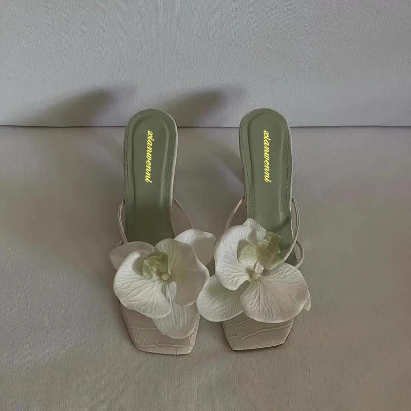 Spring and Autumn New Luxury Women's High Heels Sandals Elegant Style Flower Toe High Heels Slippers Casual Summer Women's Shoes