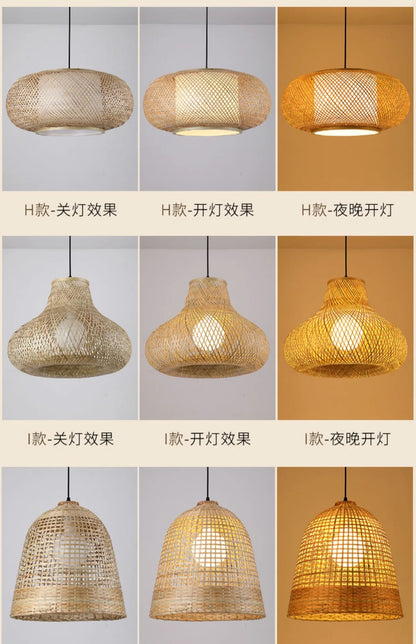 Newest Bamboo Pendant Lamp Ceiling Lights Rattan Wicker Lustre Hand Knit Braiding Suspended Home Dining Braided Indoor Decor Hot