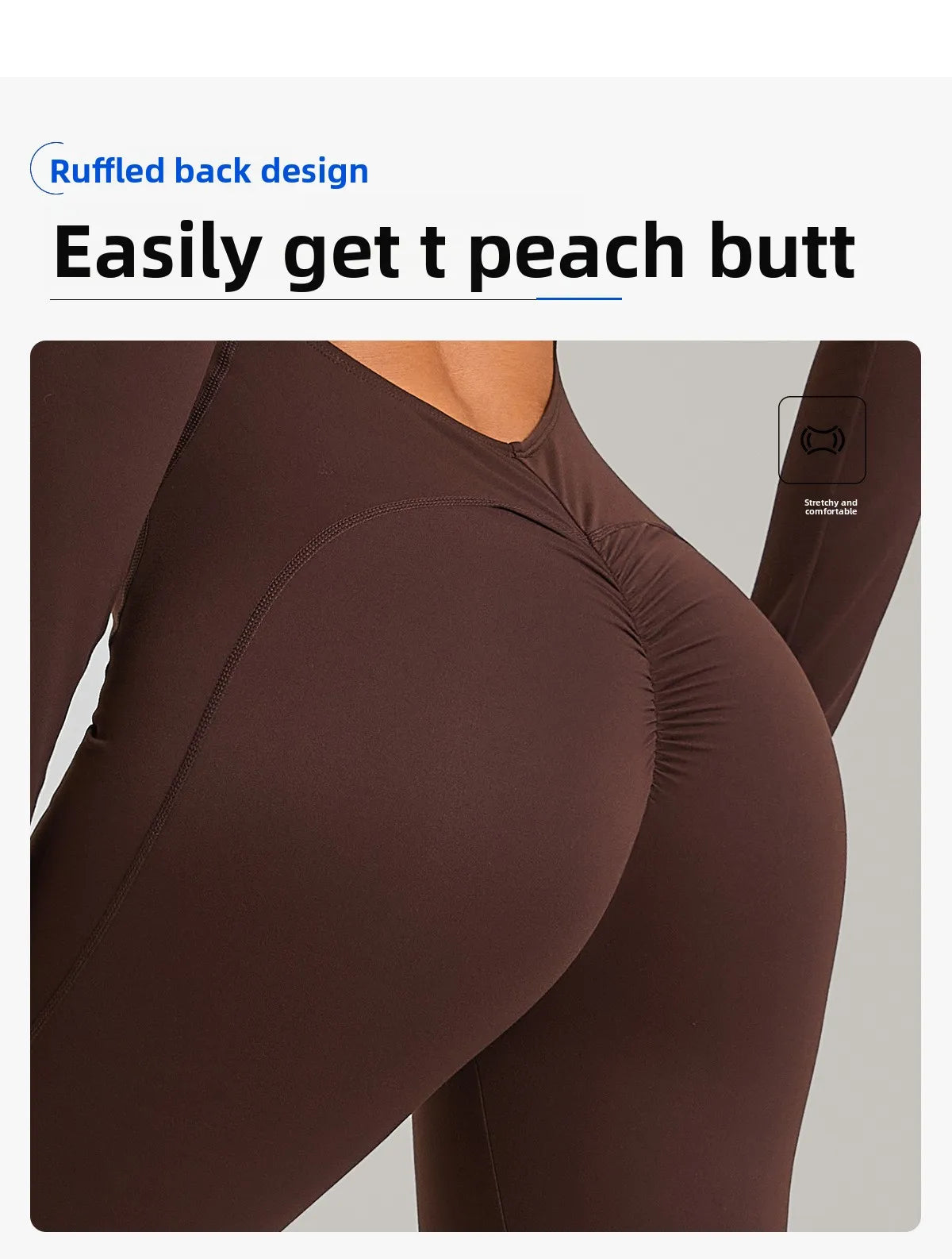 Women Long Sleeve Zip Yoga Bodysuit Cutout Back Scrunch Butt Lift Tummy Control Sweat Wicking Fabric Gym Workout Flare Jumpsuit