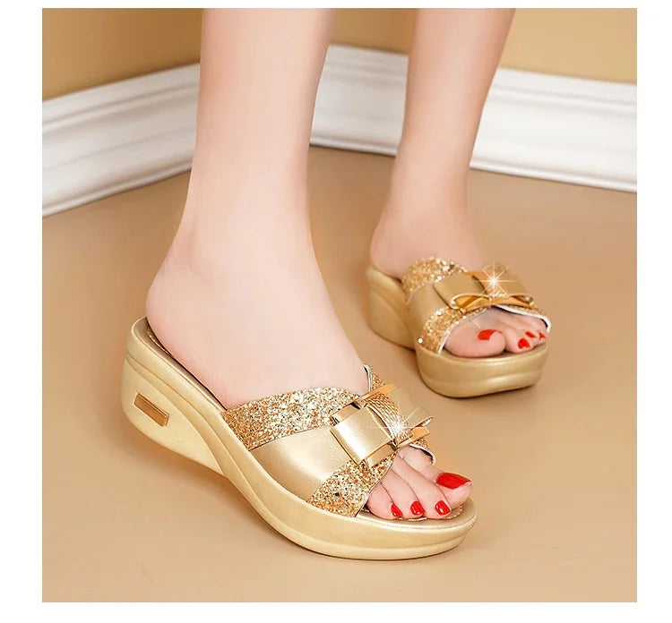 2024 Summer Women's Open Toe Casual Slippers Women Fashion Platform High Heel Female Slides Shoes Comfortable Wedge Sandals