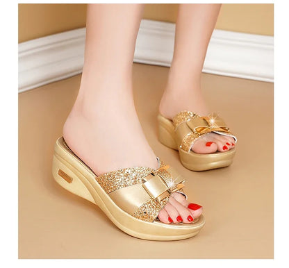 2024 Summer Women's Open Toe Casual Slippers Women Fashion Platform High Heel Female Slides Shoes Comfortable Wedge Sandals