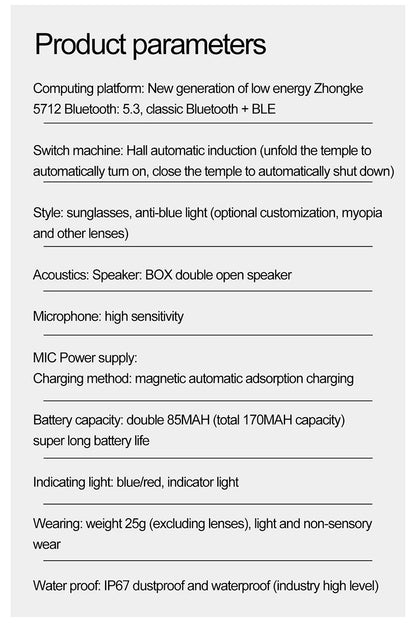 AI Smart Glasses for Men Smart Translation Glasses with Waterproof Call Function BT Smart Sunglas Outdoor Sports Headphones