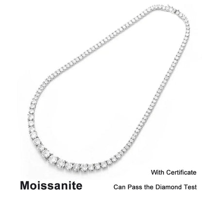 NeeTim Moissanite Tennis Necklace for Women Wedding Jewelry 925 Sterling Silver with Gold Plated Necklaces with Certificate