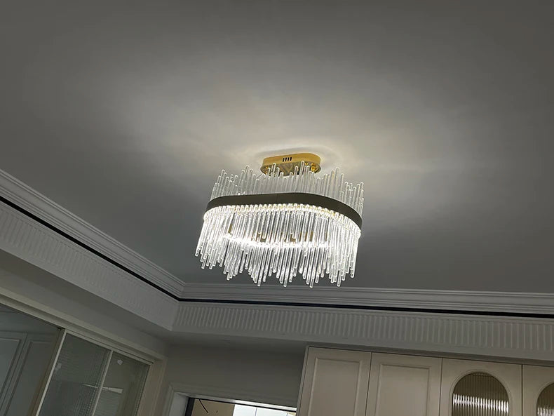 Modern Luxury Crystal Ceiling Chandelier Stainless Steel Living Room Lights Home Decor Dining Room Pendant Lamp Interior Bedroom