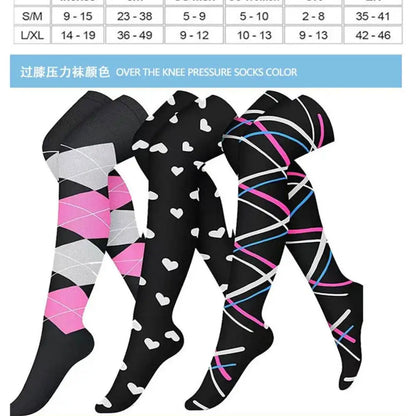 Unisex Compression Stockings Men Women Pressure Leg Elastic Sports Long Socks Marathon Hiking Above The Knee