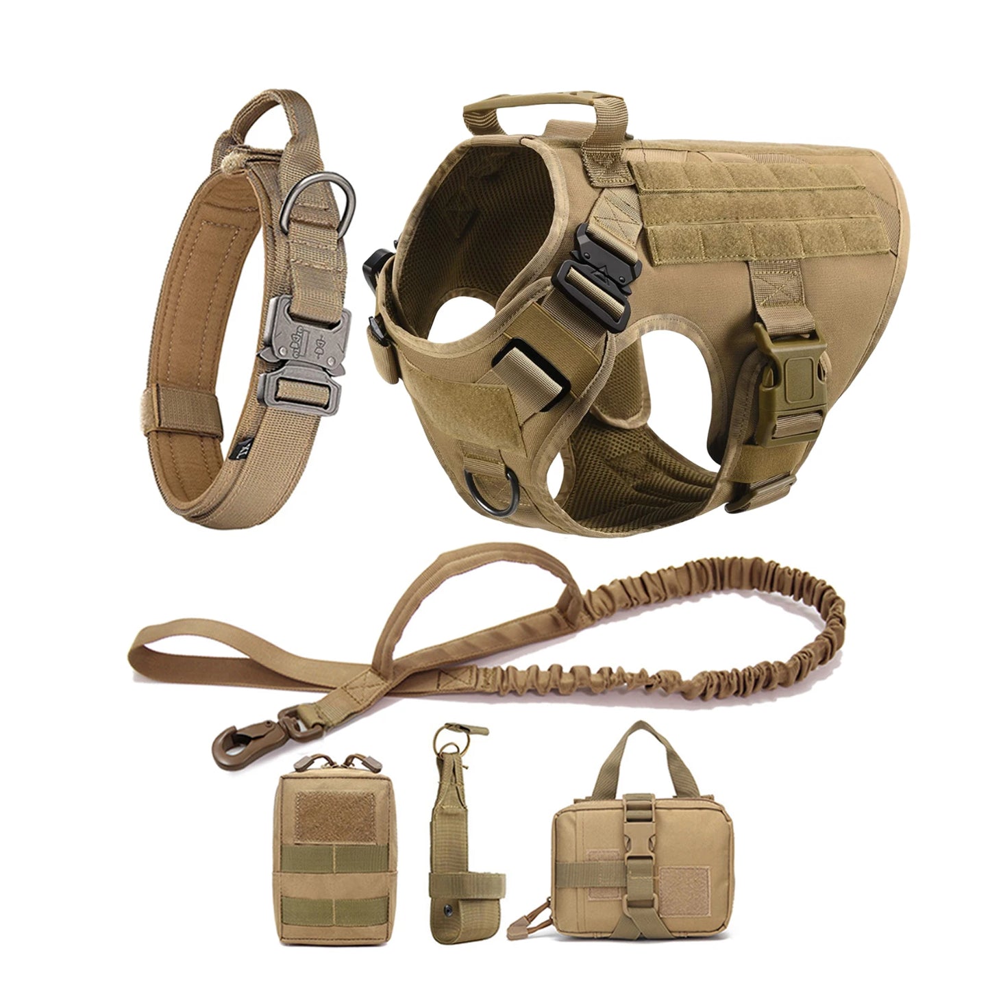 Dog Harness Collar Leash Molle Pouches For Medium Large Dogs Pet German Shepherd Training Walking Vest Tactical Dog Harnesses