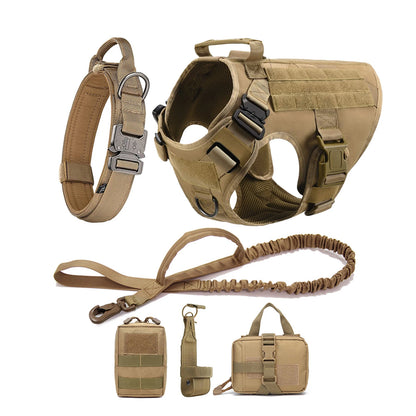 Dog Harness Collar Leash Molle Pouches For Medium Large Dogs Pet German Shepherd Training Walking Vest Tactical Dog Harnesses