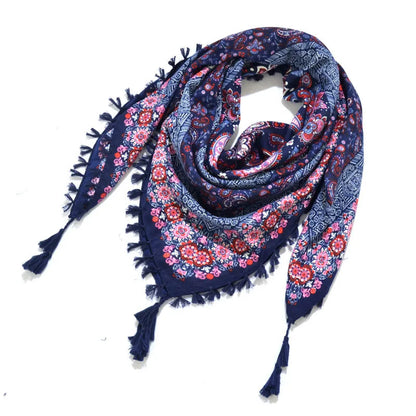Scarf Winter Women Ladies Bohemian Print Shawl Russian Ethnic Wraps Tassel Scarves Bufanda Mujer Foulard Femme Square