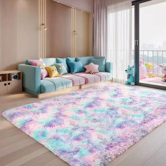 Nordic Ins Wind Tie-dye Gradual Change Silk Plush PV Plush Living Room Coffee Table Mattress Bedside Bedroom Dining Room Carpet