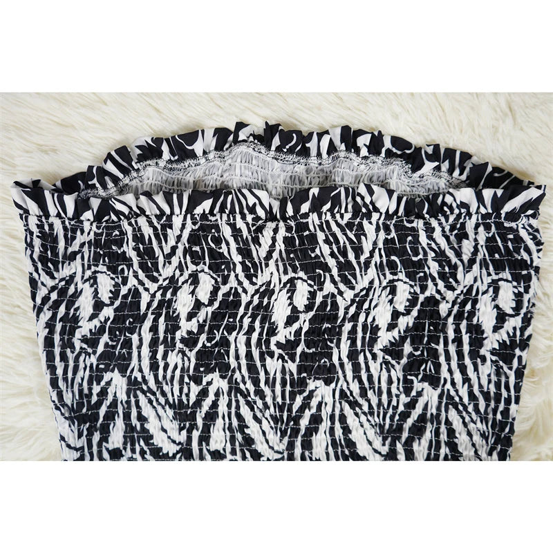 Elegant Print Jumpsuits for Woman Romper Sleeveless Backless Strapless High Waist Loose Straight Wide Leg Jumpsuit Club Clothing