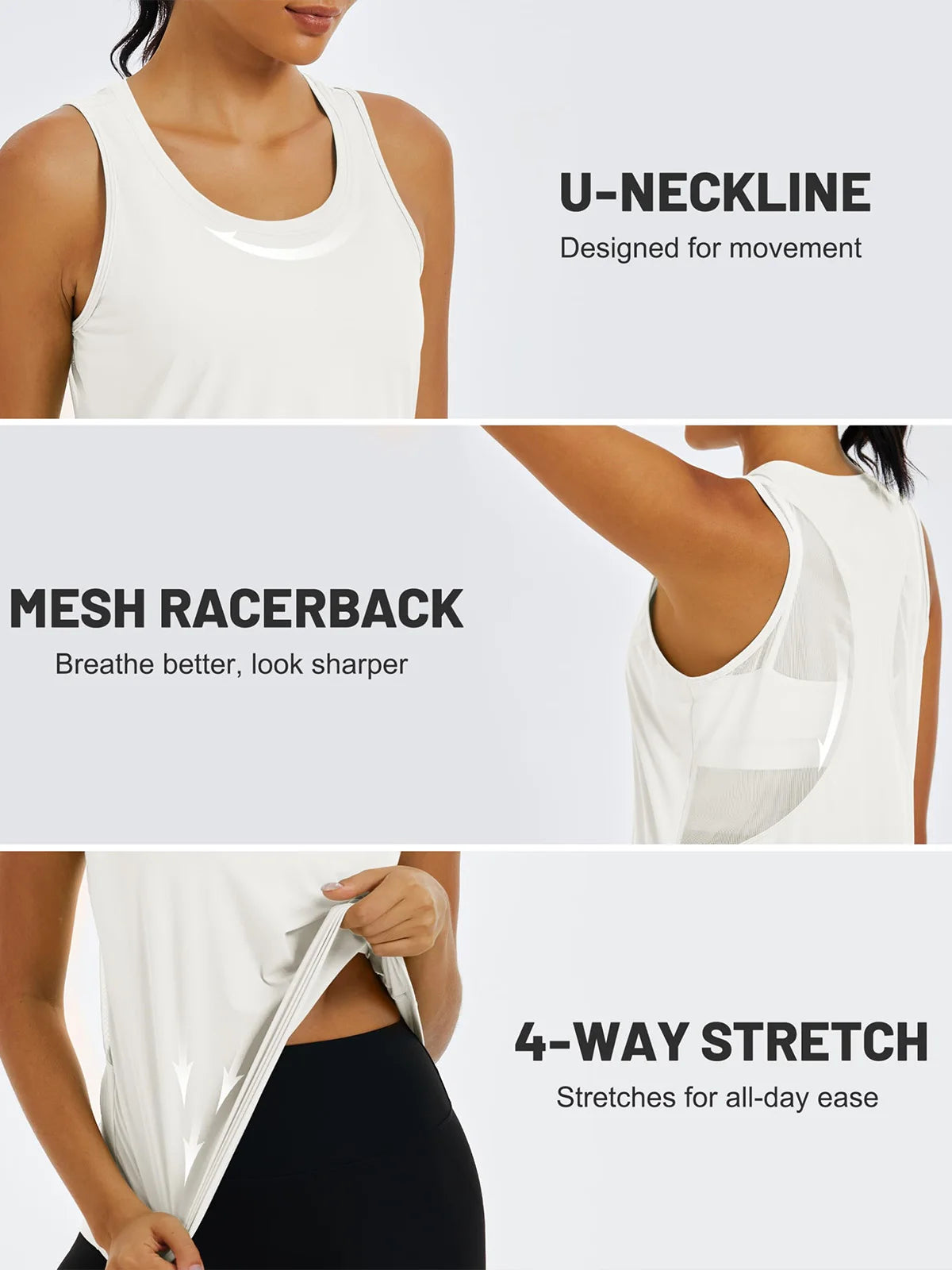 TACVASEN Womens Mesh Racerback Workout Tank Top Yoga Sleeveless Shirt High Low Curved Hem Quick Dry Breathable Athletic Vest