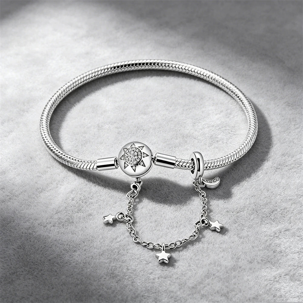 2026 Hot Selling 925 Silver Heart Shaped Buckle Snake Chain Sparkling Zircon Original Bracelet Women Fashionable Luxury Jewelry