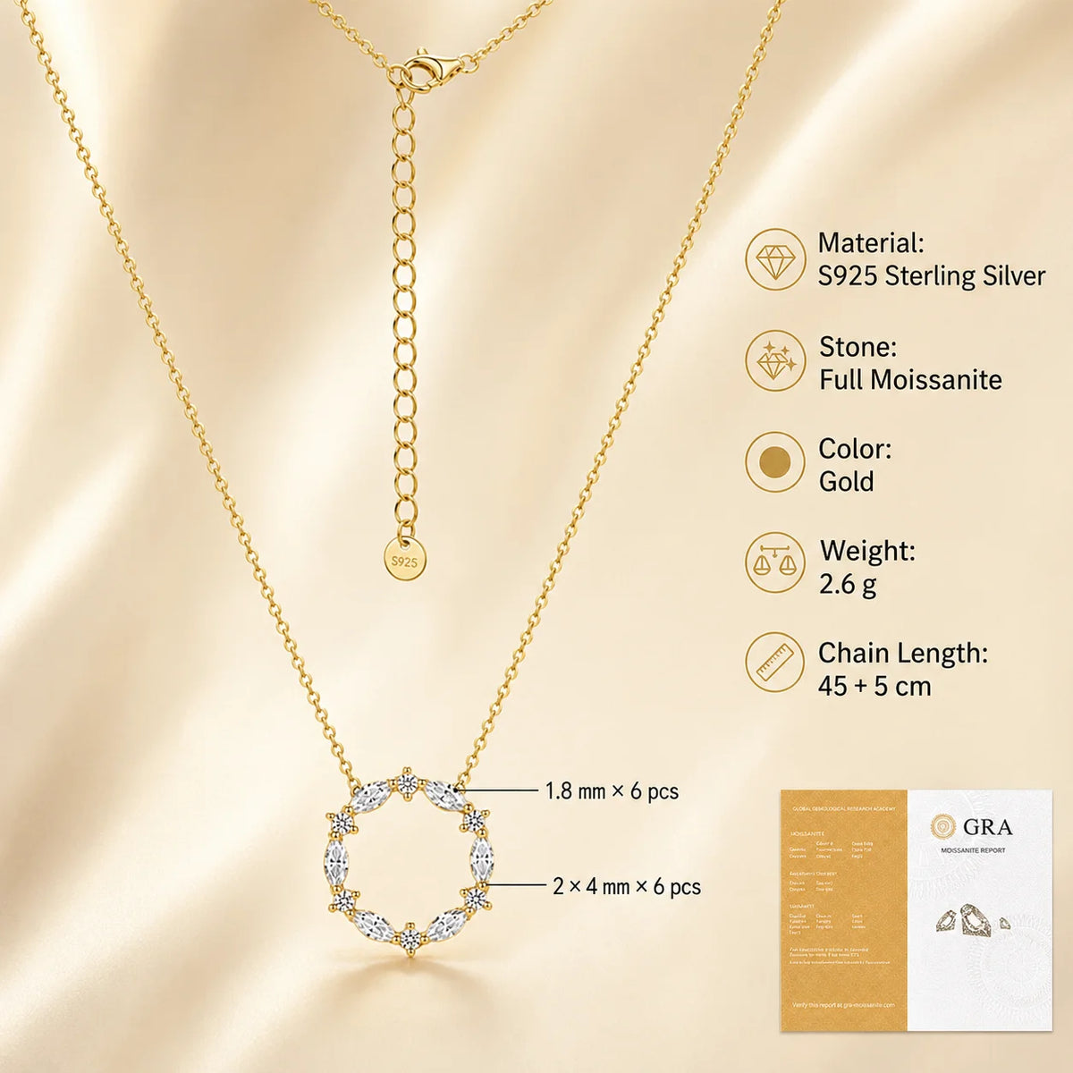 S925 Sterling Silver Moissanite Necklace for Women Marquise Flower Pendant Korean Style Jewelry GRA Certified