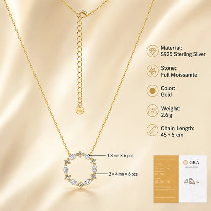S925 Sterling Silver Moissanite Necklace for Women Marquise Flower Pendant Korean Style Jewelry GRA Certified