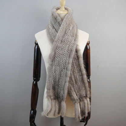 Women Winter Warm Real Mink Fur Scarf 100% Genuine Real Mink Fur Muffler Lady Fashion Quality Natural Real Mink Fur Knit Scarves