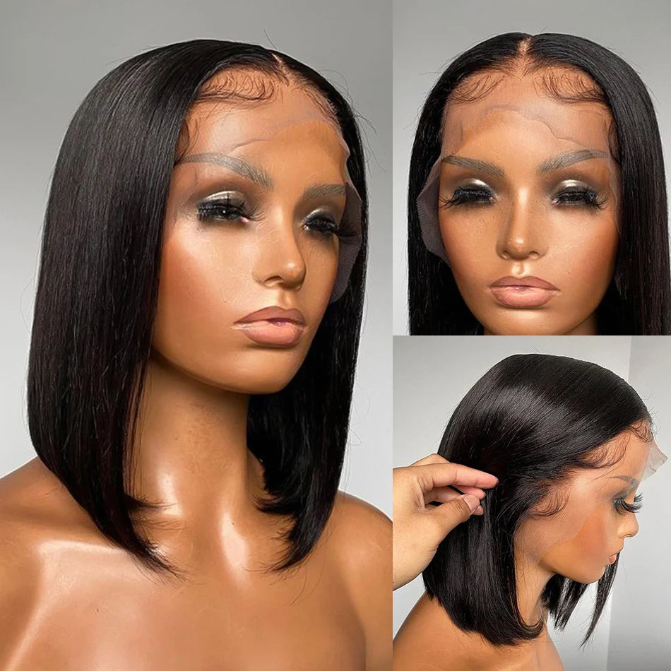 Straight Bob Wig Short 100% Human Hair Lace Frontal Wigs 13x4 Lace Front Wig 4x4 Lace Closure Wig Pre Plucked Bob Lace Wigs