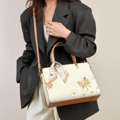 Genuine Brand  Women Bags Luxury  PU Leather  Embroidery Shoulder Bags Crossbody Messenger Bags for Women Casual Tote Sac A Main