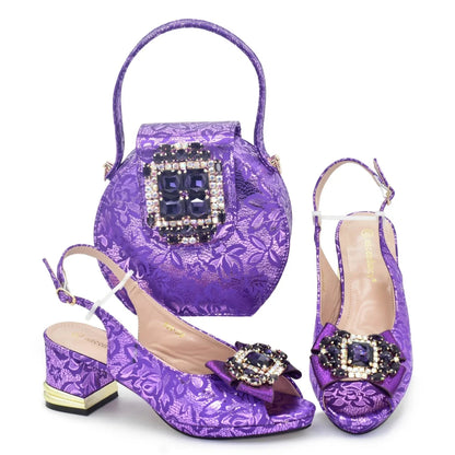 New Design Women Italian Shoes and Matching Bags Sets Decorated with Rhinestone Bag and Shoes Sets for Women 2026 Luxury
