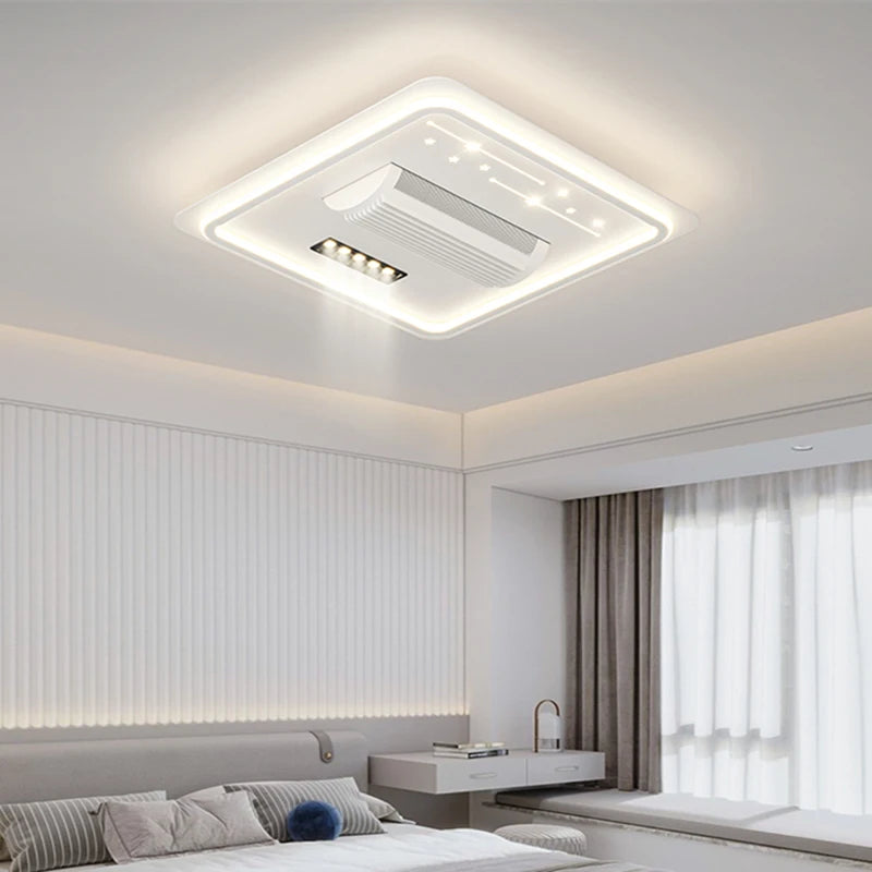 Modern LED Leaf Free Ceiling Fan 6-speed Ceiling Light Remote Control Living Room Bedroom Children's Room Fan Light Home Lightin