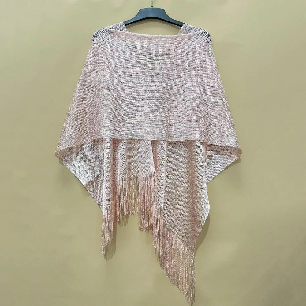 Summer Sun Protection Scarf Gold Silver Tassels Wedding Scarf Elegant Temperament Dresses Shawls for Women