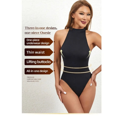 Women's SleevelessOuterwear withA Bottom Layer and Buckle for BodyShaping and Abdominal Compression One-piece T-shaped Shapewear