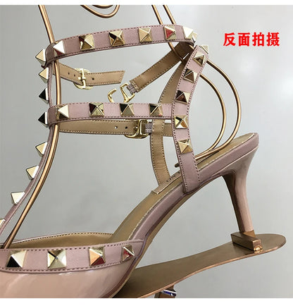 Nude Black Woman heeled sandals Summer Slingbacks High Heels luxury Leather Fashion Brand Designed sandals elegant Prom Shoes