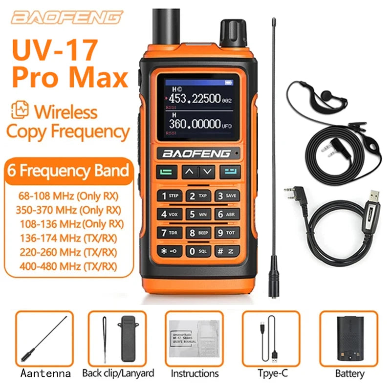 Baofeng UV-17pro Max Air Band Walkie Talkie Draadloze Kopieerfrequentie Lange Afstand Type-C Noaa Am Draagbare UV-5R  Ham Tweewe