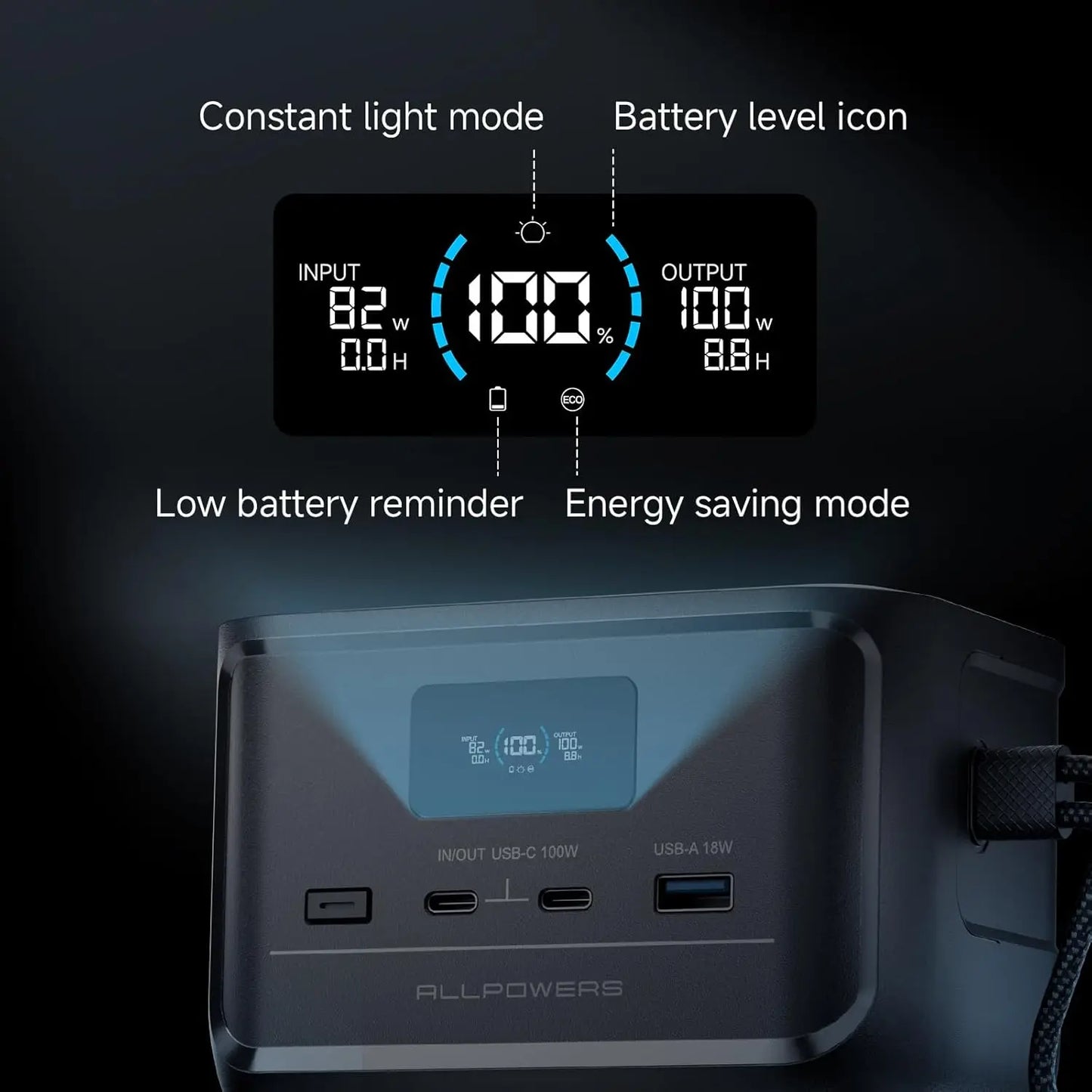 ALLPOWERS 31000mAh SOLAX P100 Portable Power Station 99.2wh Solar Generator with USB Output, LiFePO4 Battery for Camping Home RV