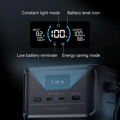 ALLPOWERS 31000mAh SOLAX P100 Portable Power Station 99.2wh Solar Generator with USB Output, LiFePO4 Battery for Camping Home RV