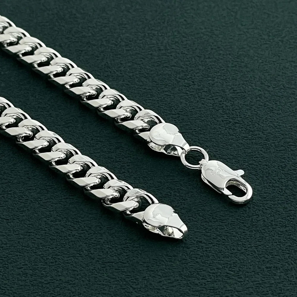 Luxury 925 Sterling Silver Gold Plated 7mm Cuban Necklace, Unisex Engagement Accessories Jewelry 50-60cm