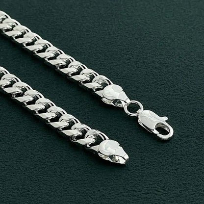 Luxury 925 Sterling Silver Gold Plated 7mm Cuban Necklace, Unisex Engagement Accessories Jewelry 50-60cm