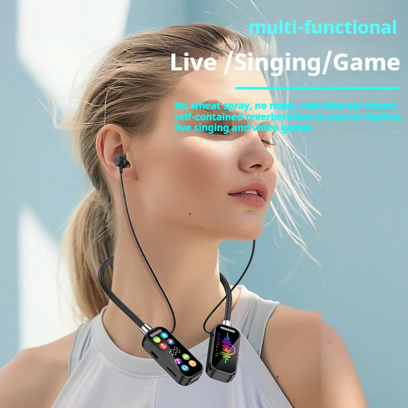 Long Battery Life HiFi Sound Bluetooth 5.4 Earphones with HD Mic Earbuds Wireless Headphones Sports Gaming Neck-hanging Headsets