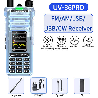 BAOFENG UV-36 PRO Walkie Talkie Dual-mode Bluetooth Audio Multi Band Receiver FM/AM/LSB/USB/CW VOX NOAA Ham Radio for Camping
