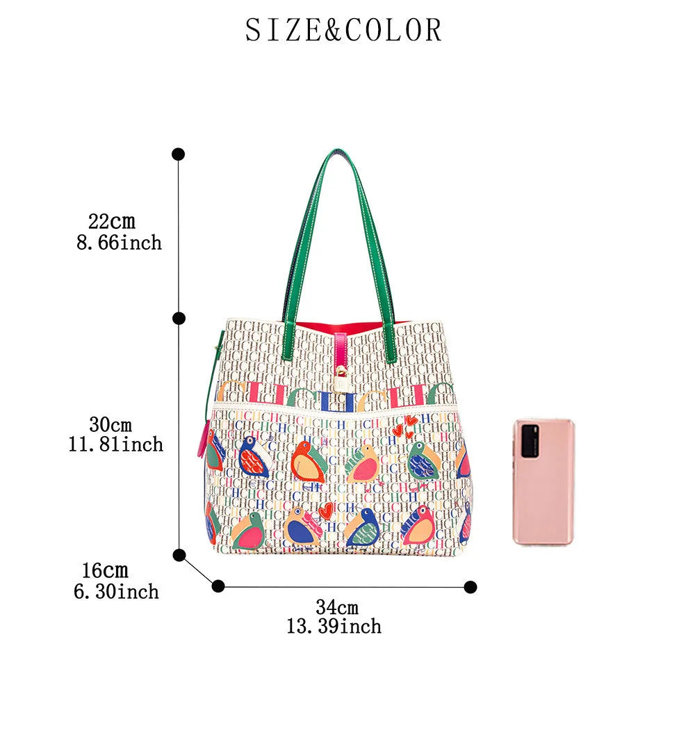 CH Ladies Handbag Large Capacity Shoulder Bag Ladies Handbag Luxury Brand 2026 New Multifunctional Fashion Design Classic Retro
