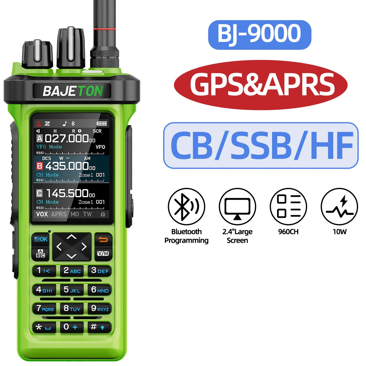 BAJETON BJ-9000 Walkie Talkie Bluetooth Programming GPS APRS 10W CB/SSB/HF Wireless Copy Frequency For RT-950PRO RT-950 Radio