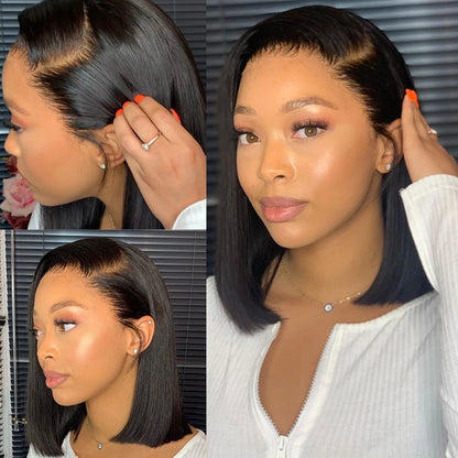 2026 new Bone Straight Short Bob Wigs Glueless Human Hair Wigs Transparent Lace Frontal Wig for Women Pre Plucked