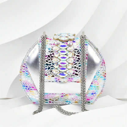 2025 Rhinestone Design INS Hot Sale New Arrivals African Shoes and Bag Set in Silver Color Open Toe Comfortable Women Heels