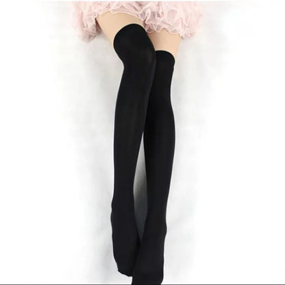 Sexy Black White Soild Color Long Socks Women Over Knee Thigh High Over The Knee Stockings Lolita Ladies Girls Warm Knee Socks