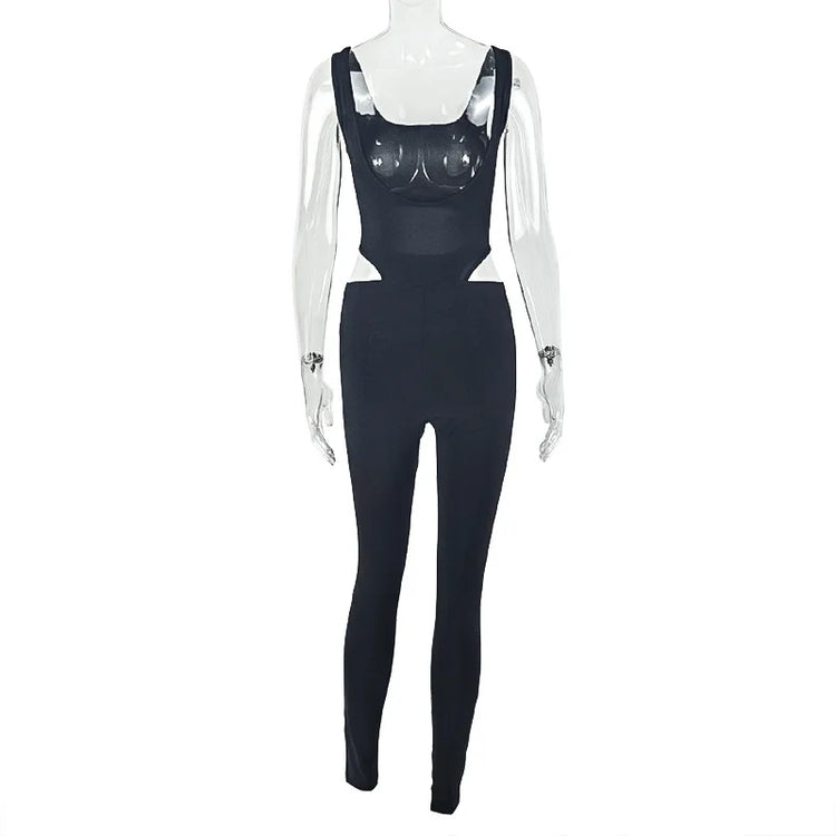 Kliou Sexy Backless Jumpsuits Woman Square Collar Sleeveless Skinny Peach Hip Hot Girls Midnight Club Party Wild Style Overalls