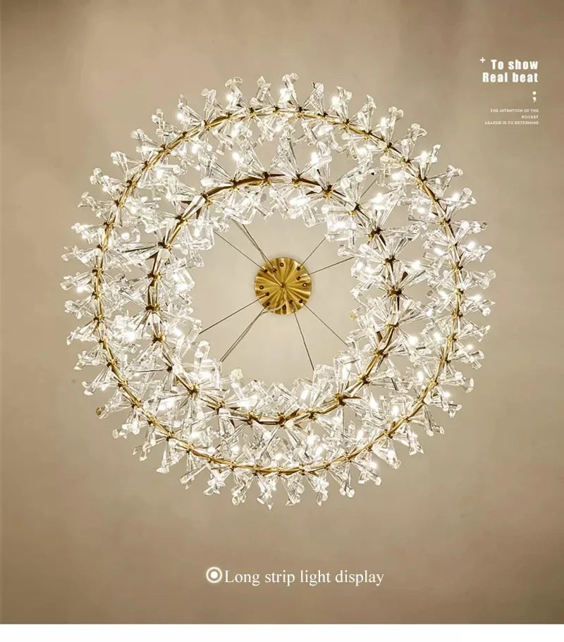 French crystal chandelier, romantic firefly, snowflake, light luxury, modern creativity, warm bedroom, dining room chandeliers