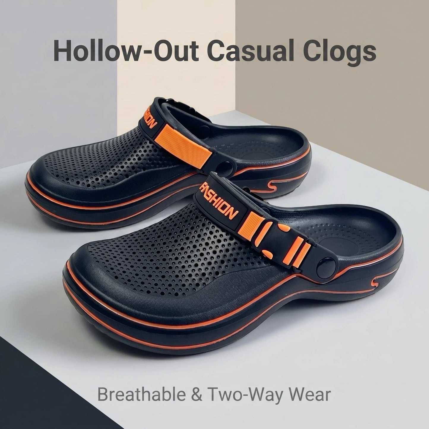 Men Lightweight Quick Dry Hollow Out Mules Adjustable Back Strap Thick Sole Slides Garden Shower Beach Travel Walking Slippers