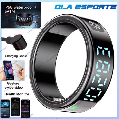 2026 New Sr08 Smart Ring LED Display Screen and Touch, Men Women, Heart Rate Health Monitoring, 5ATM Waterproof Sports Smartring
