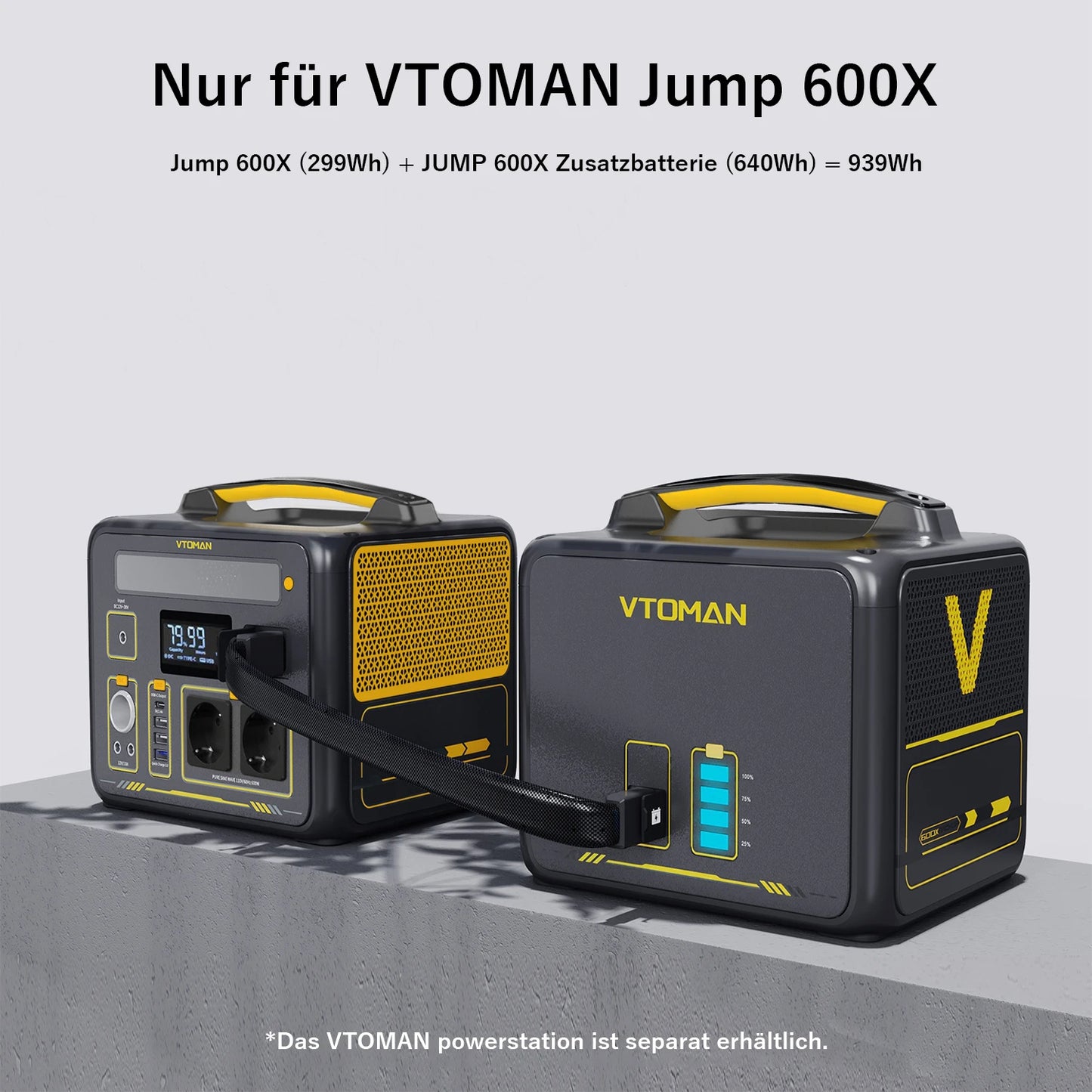 VTOMAN 600W Extra Battery 640Wh for VTOMAN JUMP600X Power Station Backup LiFePO4 Home Outdoor Camping